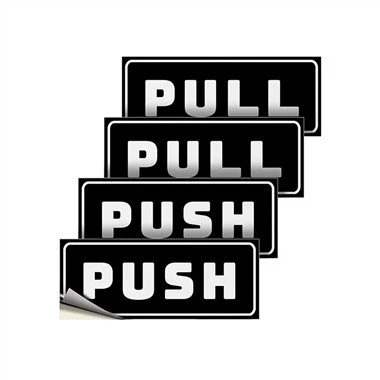 Push Pull deurstickers teken
